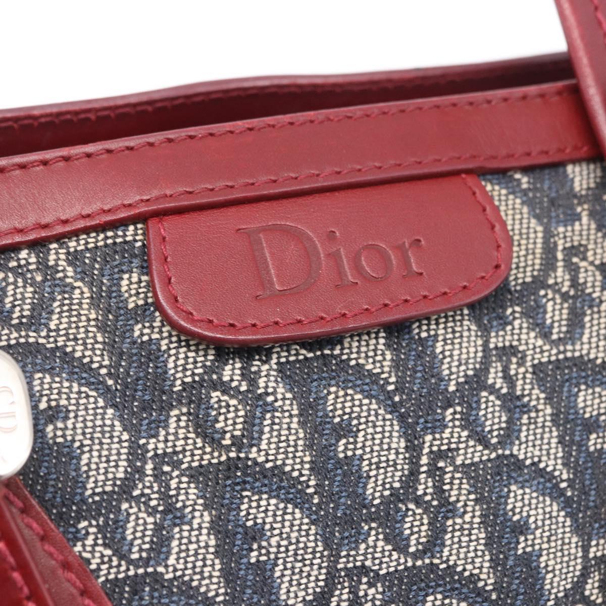 Christian Dior Trotter Canvas Hand Bag Navy Silver Auth 196330A