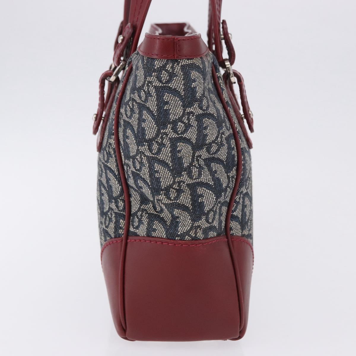Christian Dior Trotter Canvas Hand Bag Navy Silver Auth 196330A