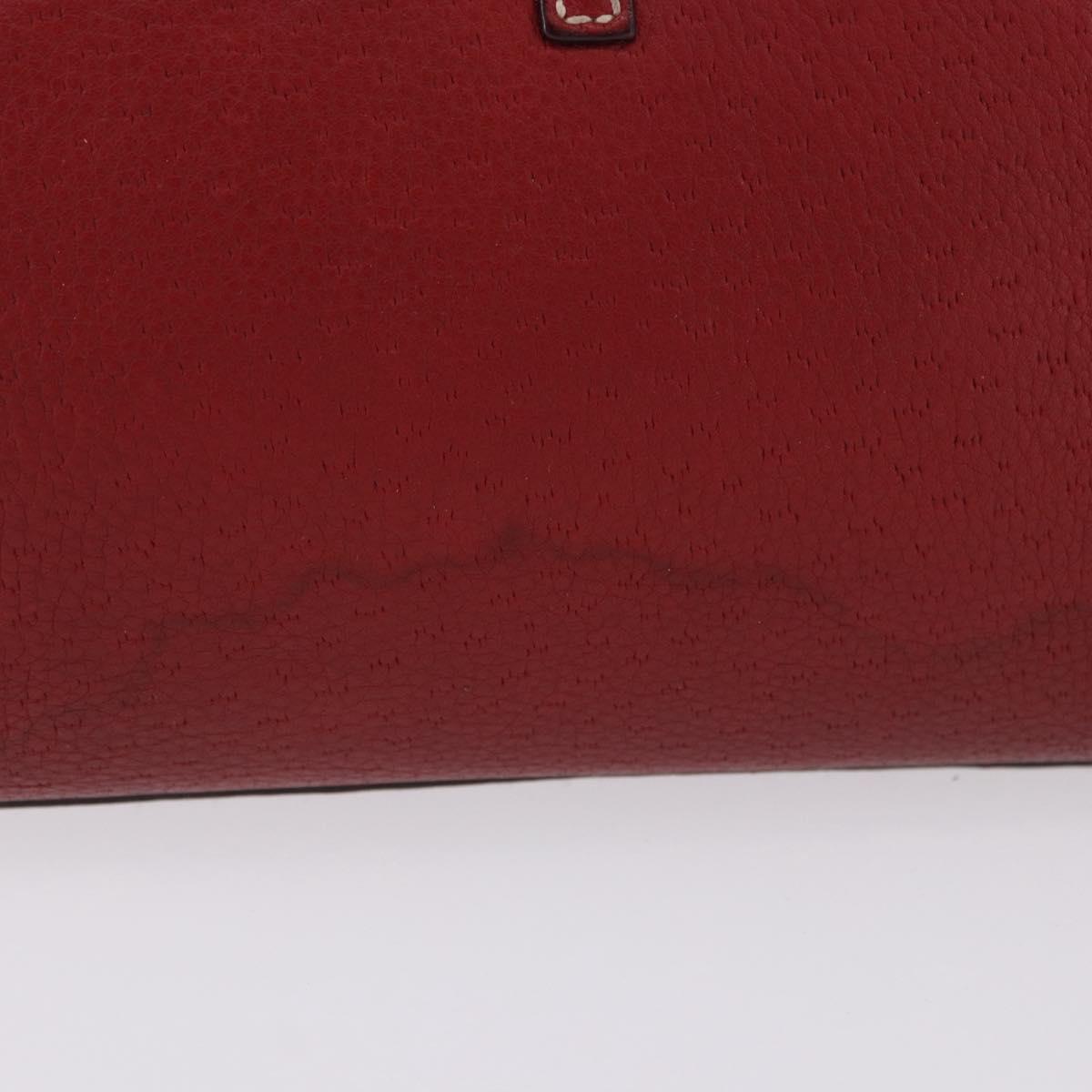 Salvatore Ferragamo Gancini Hand Bag Leather Red Silver Auth 196333