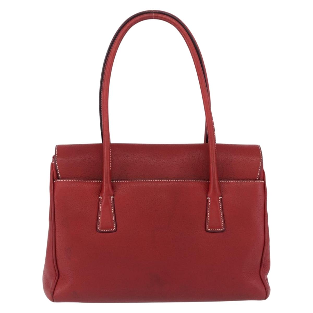 Salvatore Ferragamo Gancini Hand Bag Leather Red Silver Auth 196333