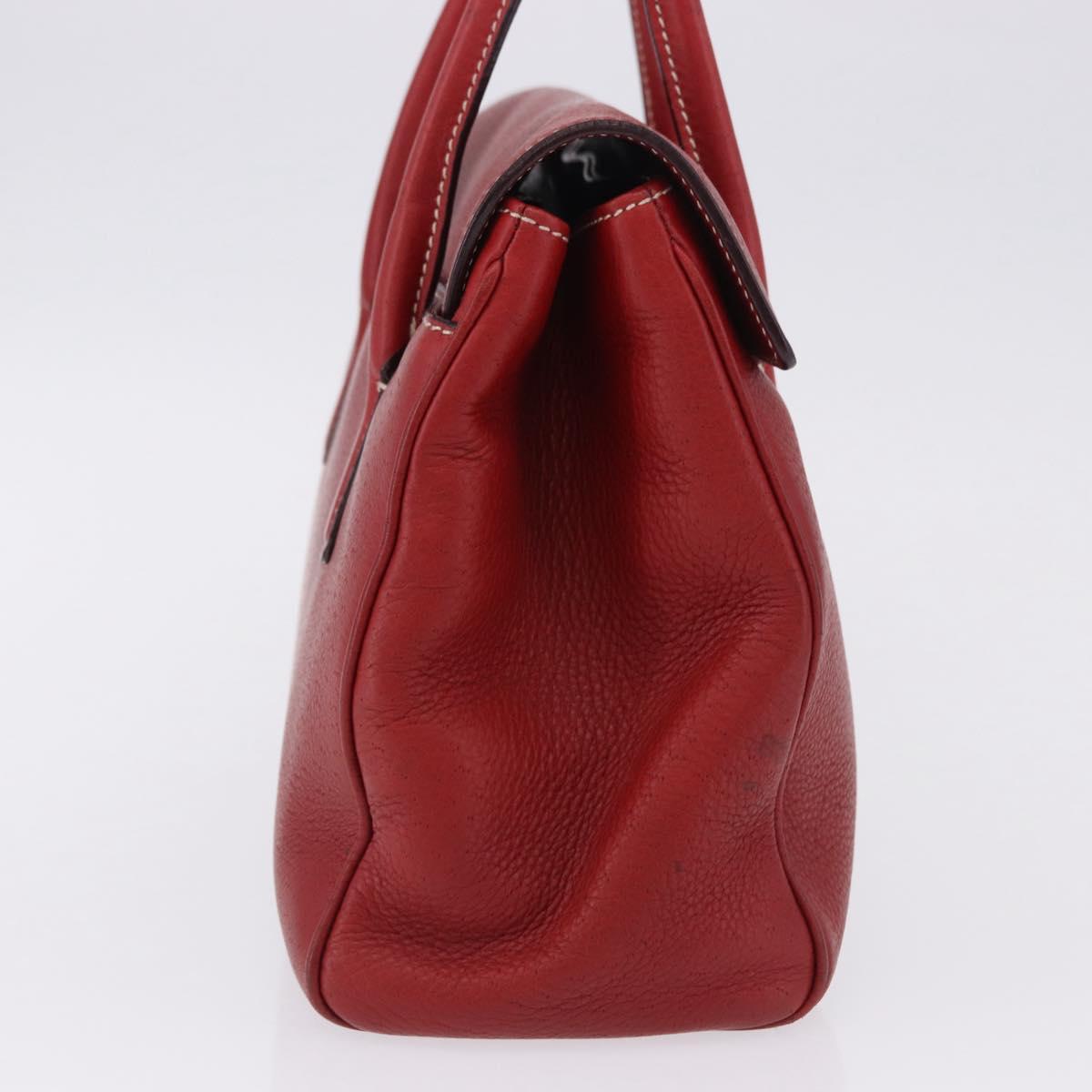 Salvatore Ferragamo Gancini Hand Bag Leather Red Silver Auth 196333