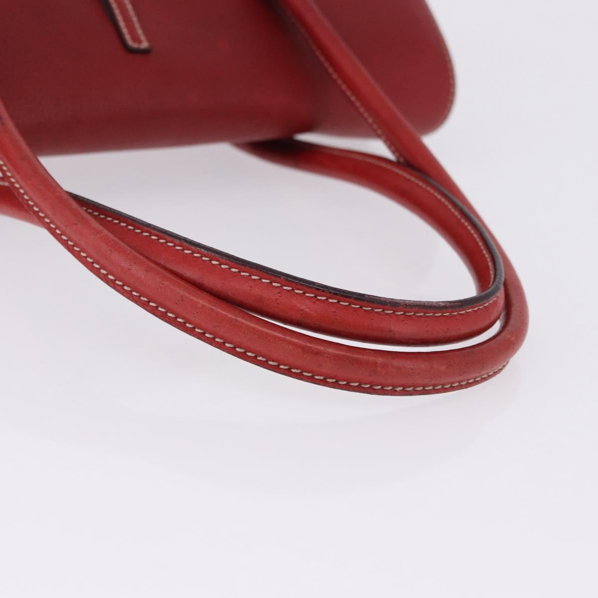 Salvatore Ferragamo Gancini Hand Bag Leather Red Silver Auth 196333