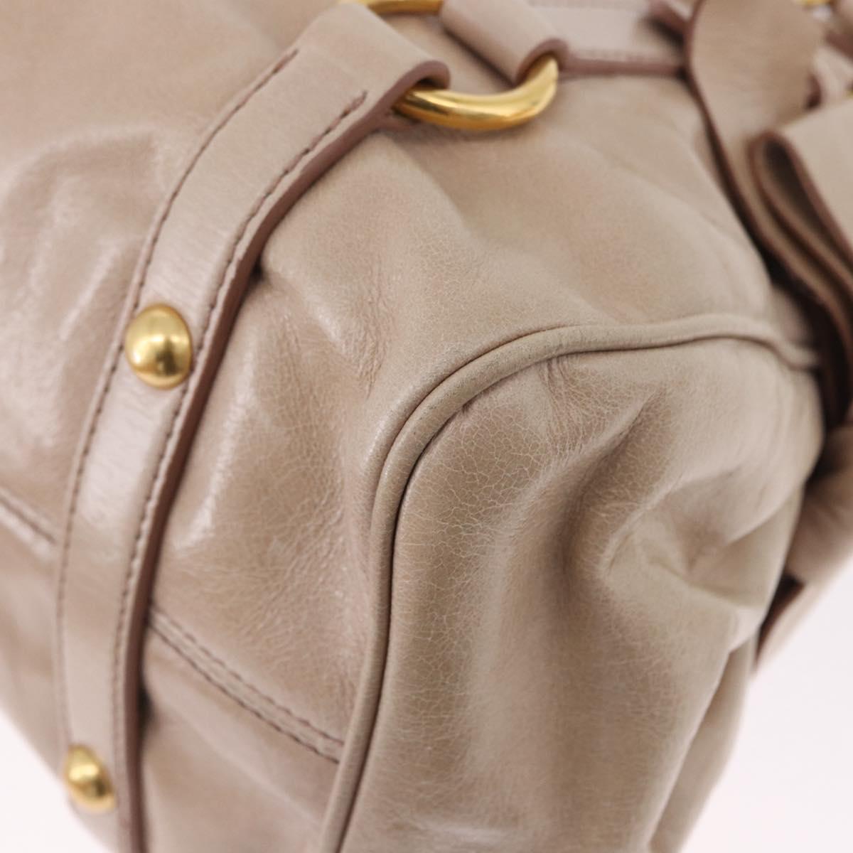 Miu Miu Hand Bag Leather 2way Pink Gold Auth 196334M