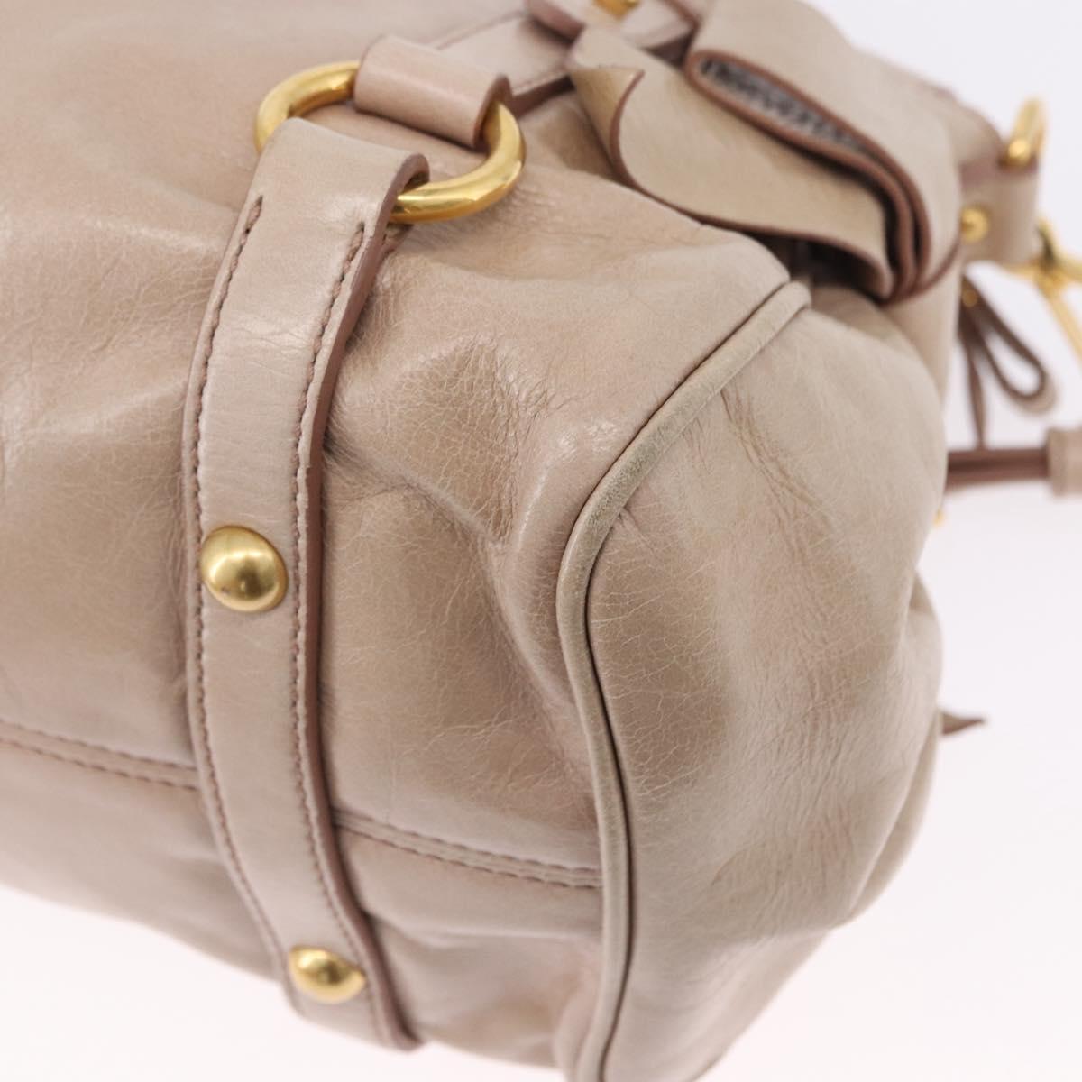 Miu Miu Hand Bag Leather 2way Pink Gold Auth 196334M