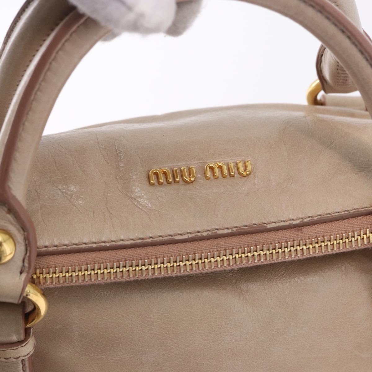 Miu Miu Hand Bag Leather 2way Pink Gold Auth 196334M