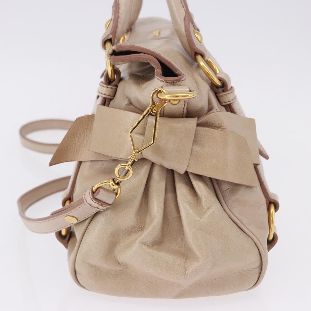 Miu Miu Hand Bag Leather 2way Pink Gold Auth 196334M