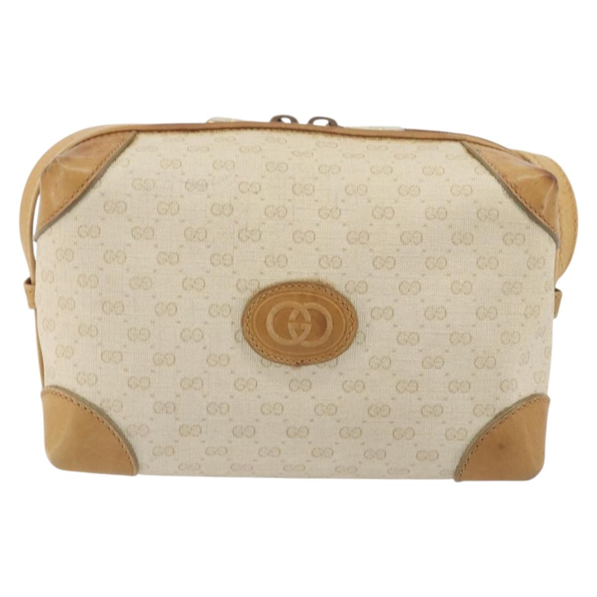 GUCCI Micro GG Supreme Shoulder Bag PVC Ivory Gold 67 01 5294 Auth 196335