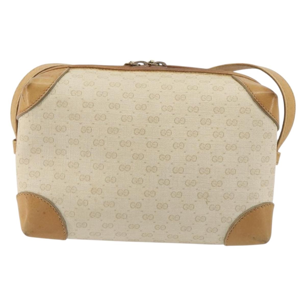 GUCCI Micro GG Supreme Shoulder Bag PVC Ivory Gold 67 01 5294 Auth 196335
