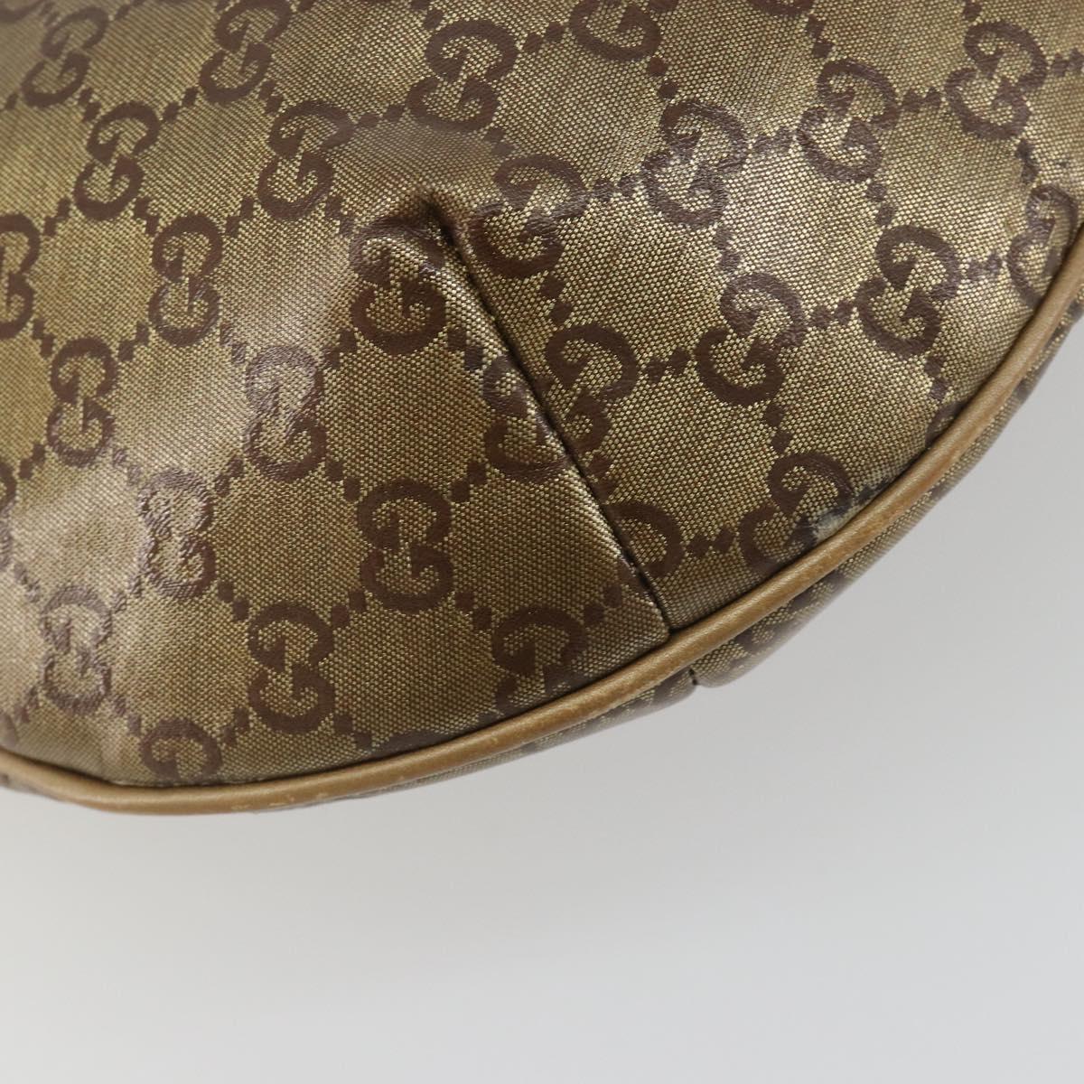 GUCCI GG Crystal Sherry Line Bag Coated Canvas Beige Gold 181092 Auth 196336