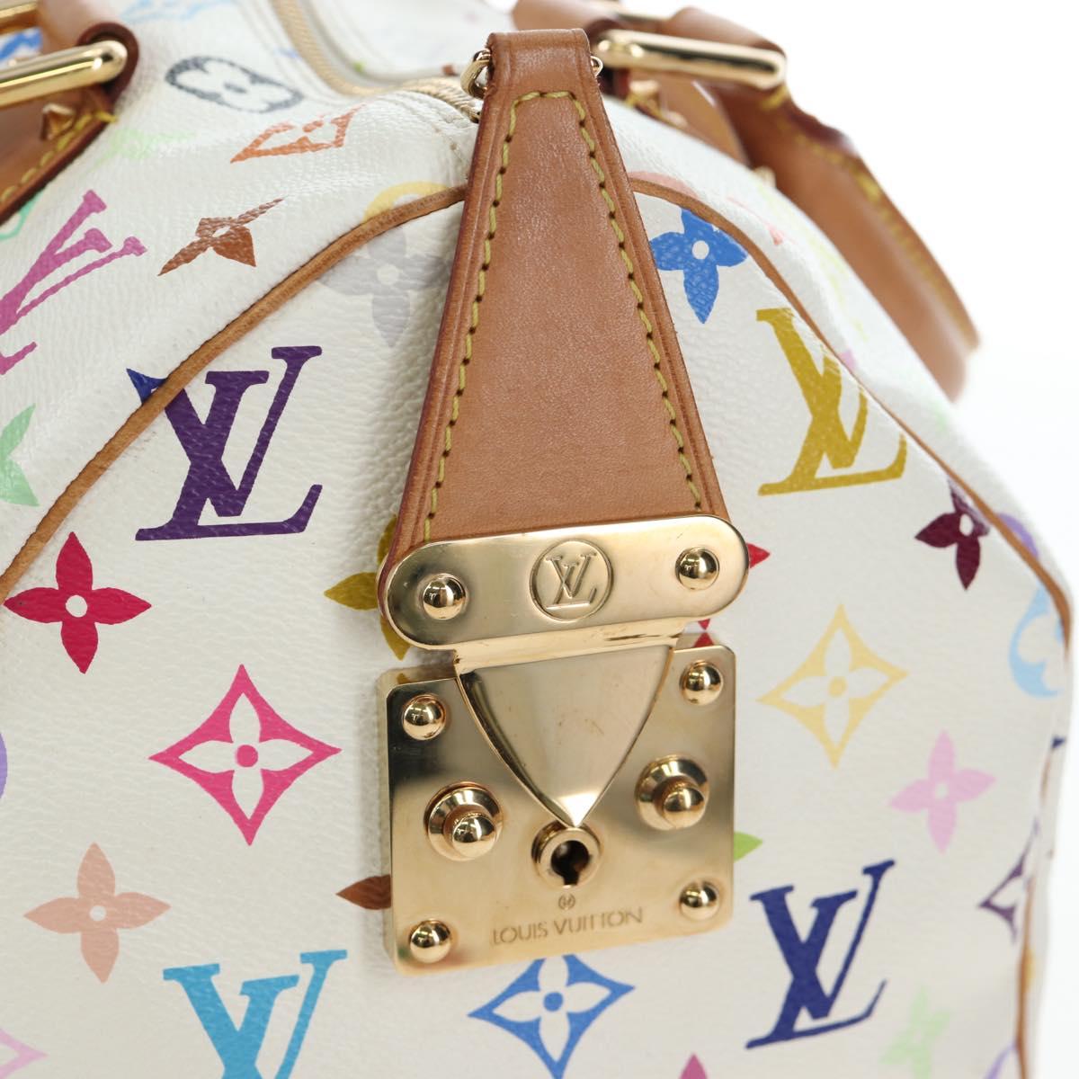 LOUIS VUITTON Monogram Multicolor Speedy 30 Bag White Bron M92643 Auth 196338V