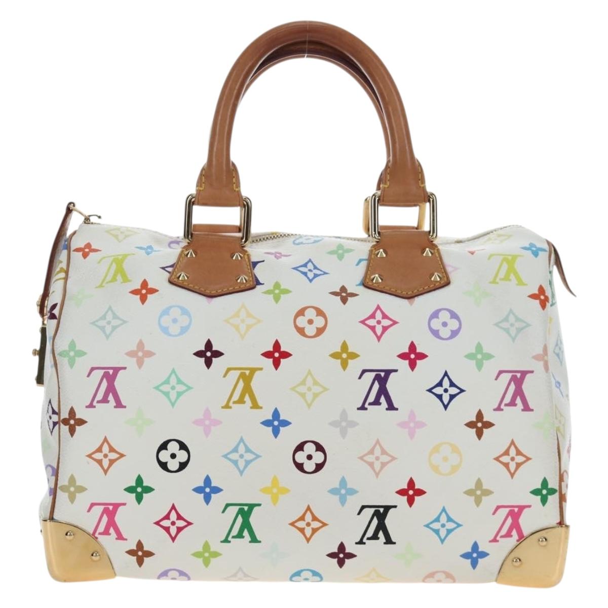 LOUIS VUITTON Monogram Multicolor Speedy 30 Bag White Bron M92643 Auth 196338V
