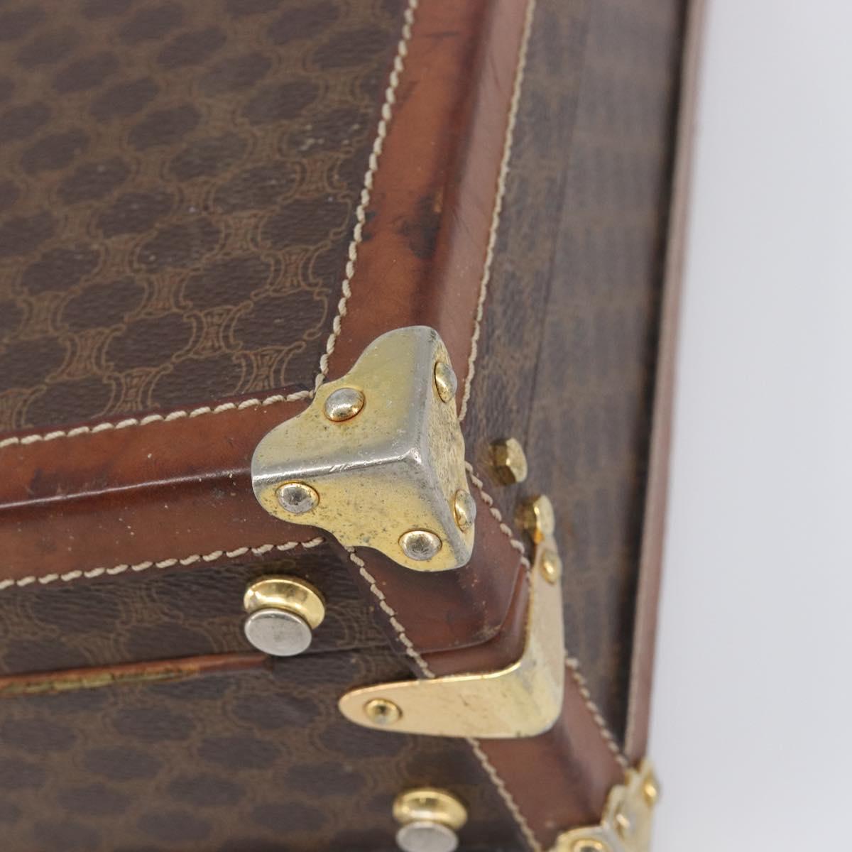 CELINE Macadam Canvas Trunk PVC Leather Brown Gold Auth 196339