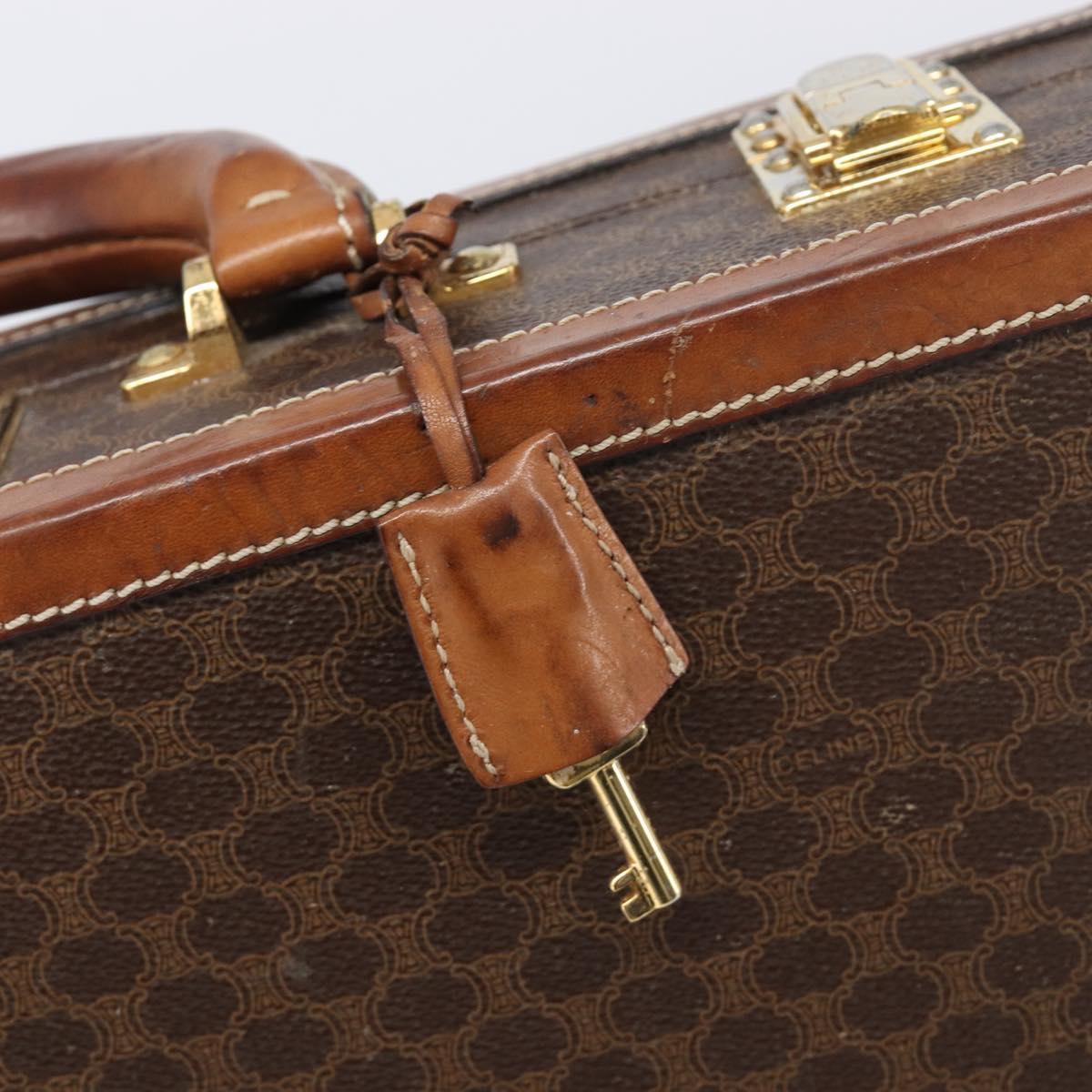 CELINE Macadam Canvas Trunk PVC Leather Brown Gold Auth 196339