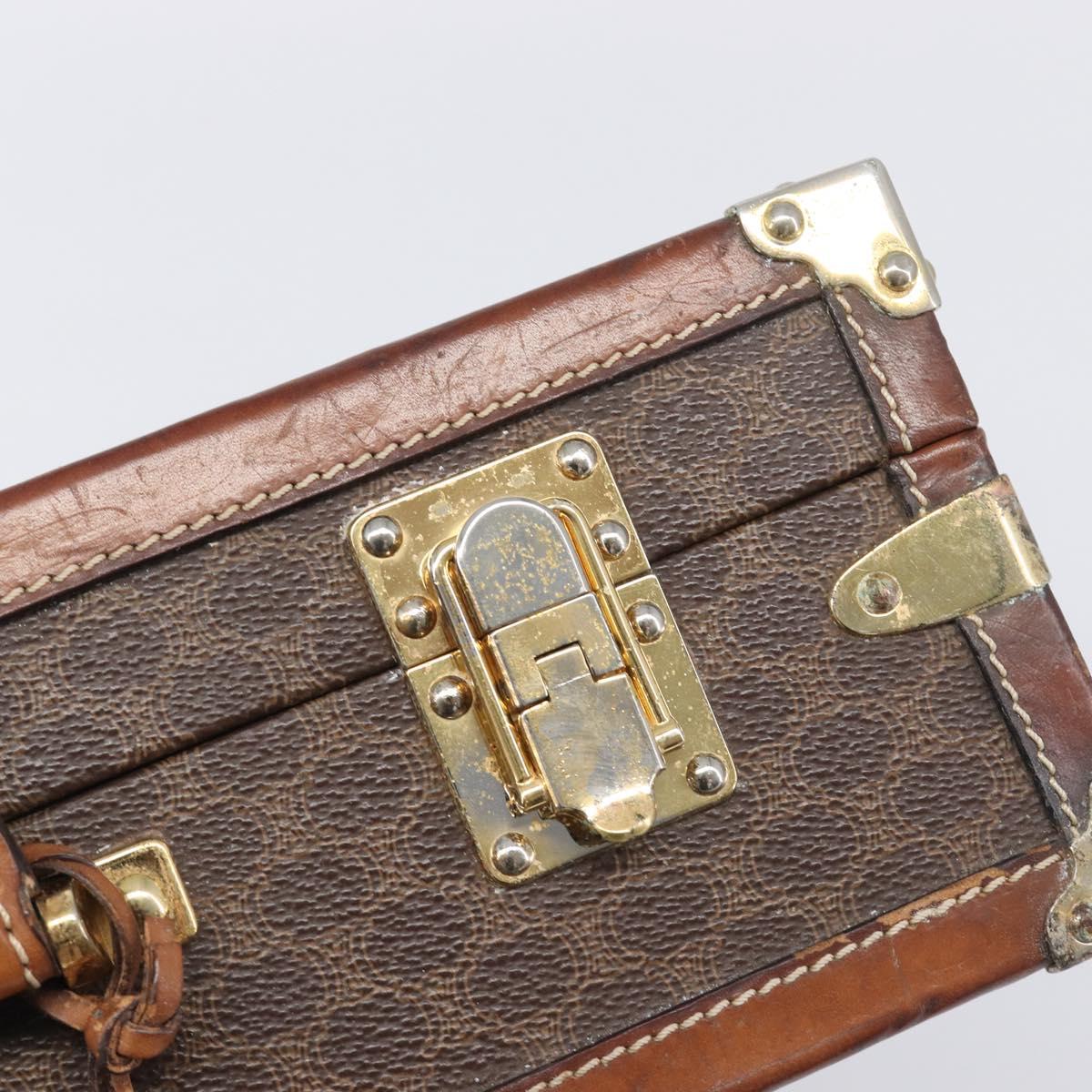 CELINE Macadam Canvas Trunk PVC Leather Brown Gold Auth 196339