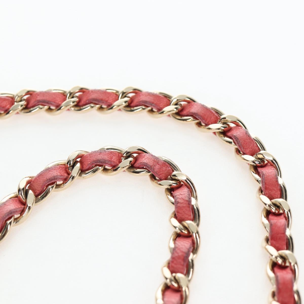 CHANEL Mini Matelasse 14 Valentine Chain Bag Lamb Skin Pink CC Auth 196341SAM