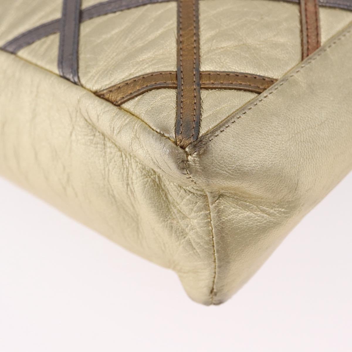 BALLY Chain Shoulder Bag Leather Gold Auth 196346