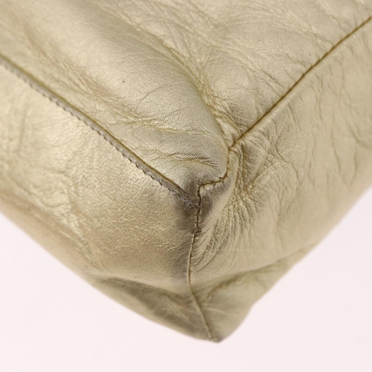 BALLY Chain Shoulder Bag Leather Gold Auth 196346