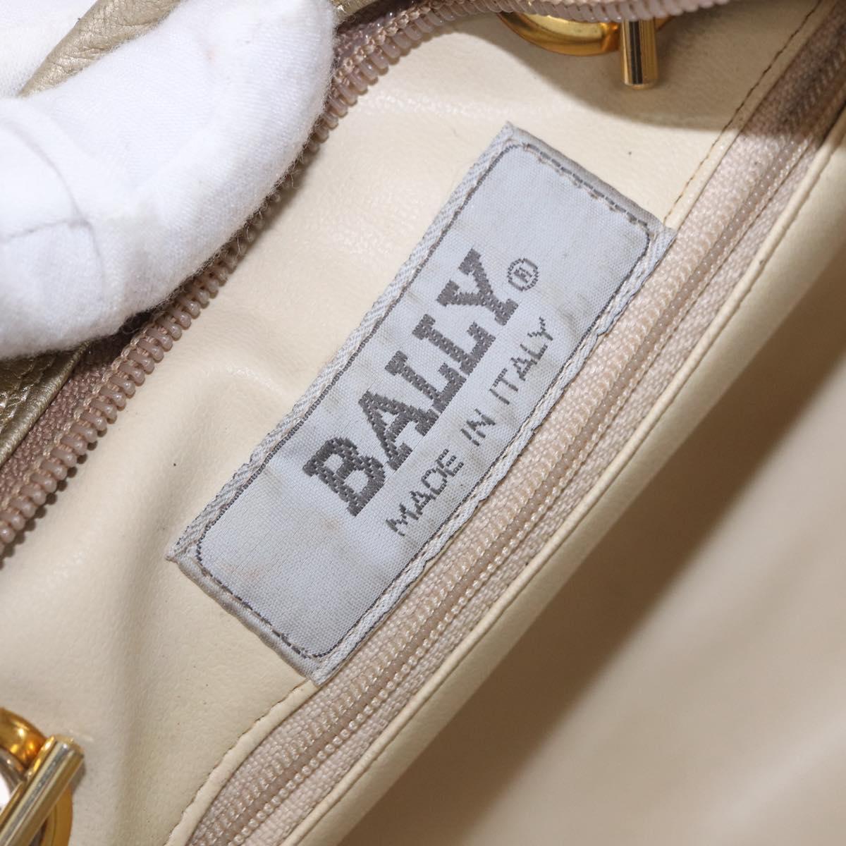 BALLY Chain Shoulder Bag Leather Gold Auth 196346