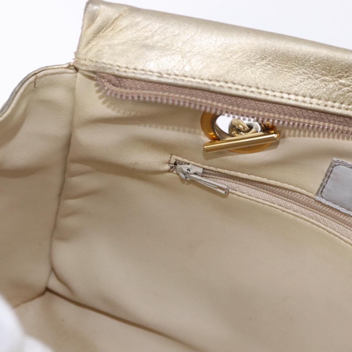 BALLY Chain Shoulder Bag Leather Gold Auth 196346