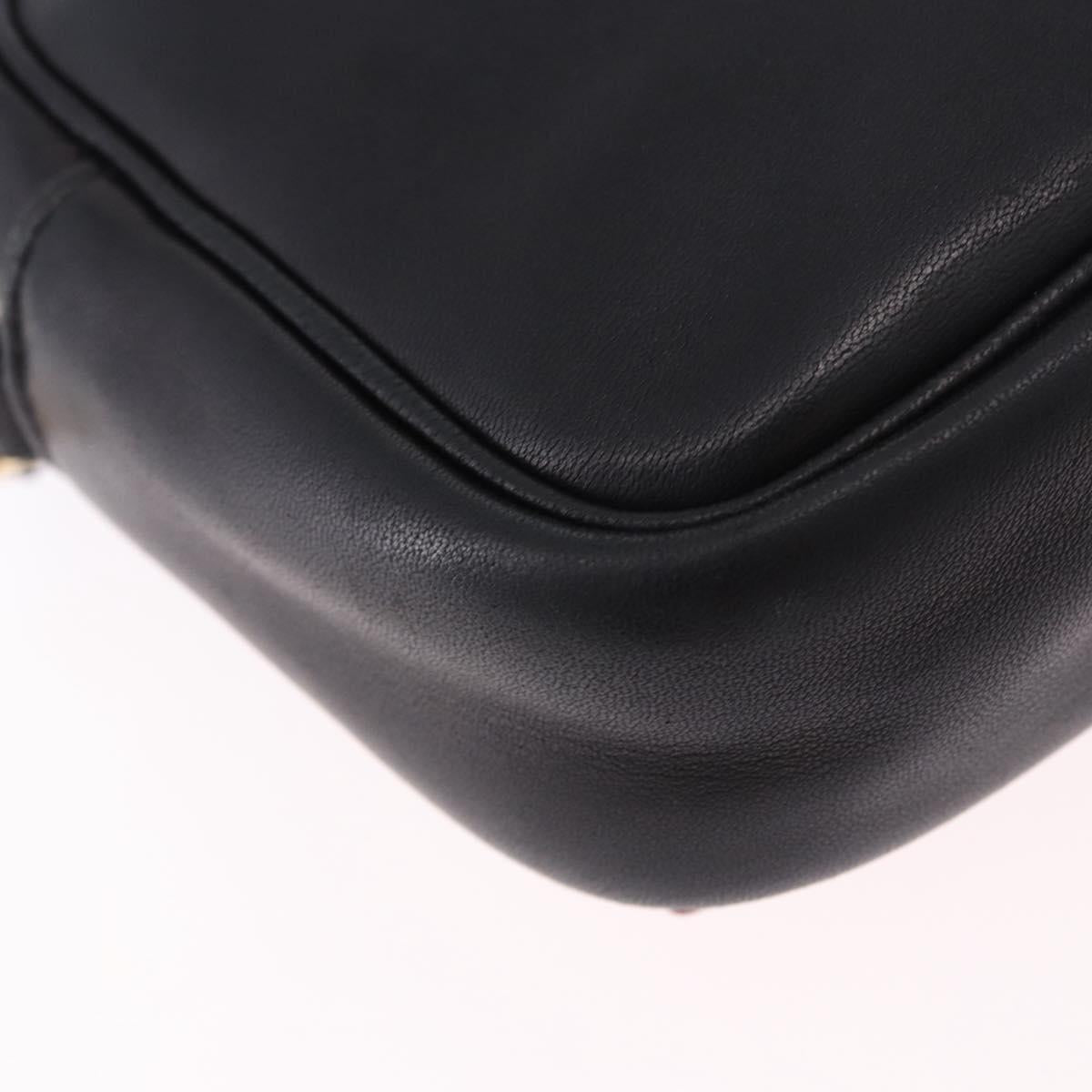 PRADA Ribbon Shoulder Bag Leather Black Gold Auth 196349A