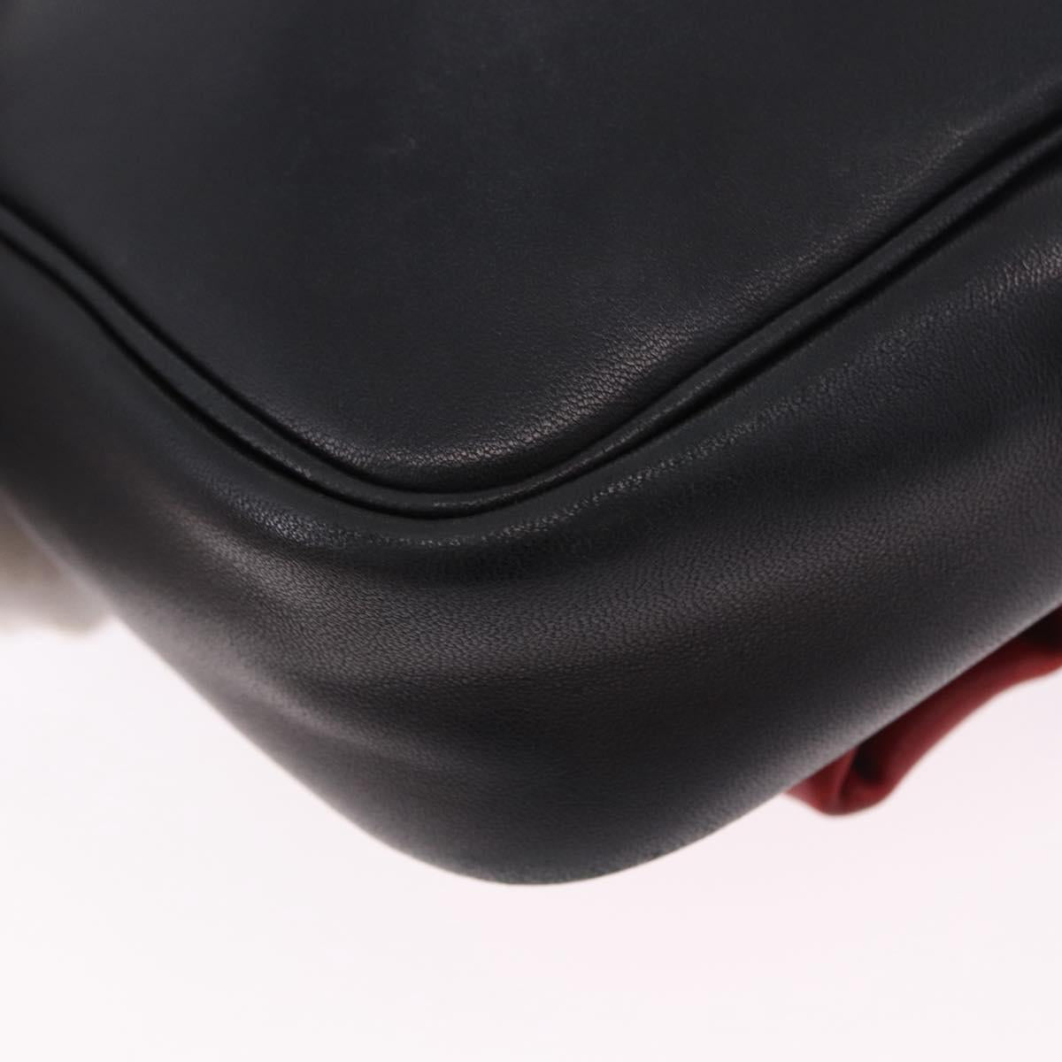 PRADA Ribbon Shoulder Bag Leather Black Gold Auth 196349A