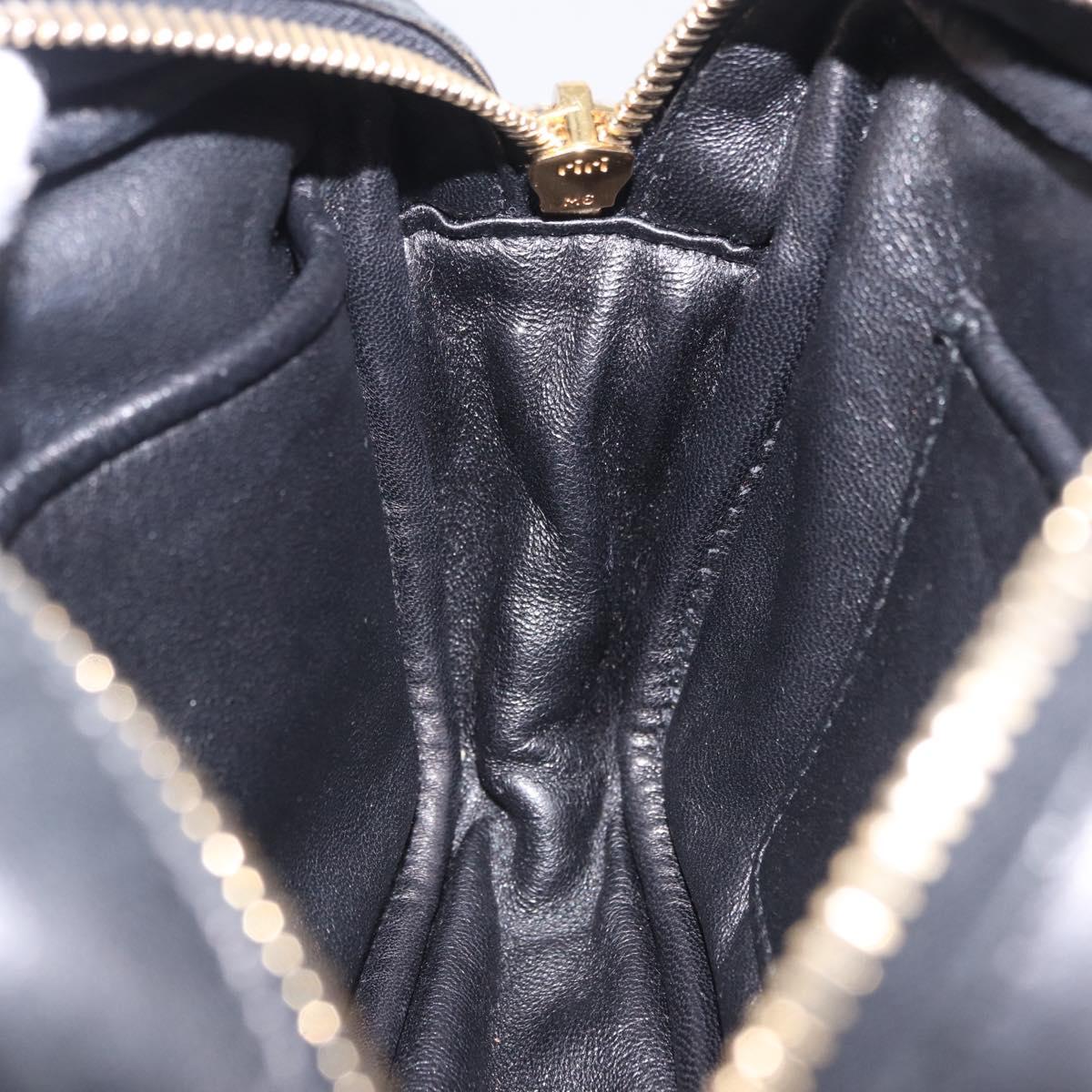 PRADA Ribbon Shoulder Bag Leather Black Gold Auth 196349A