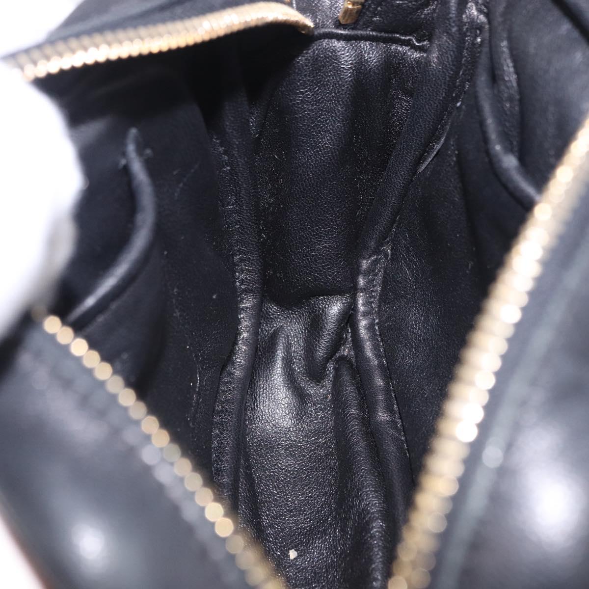 PRADA Ribbon Shoulder Bag Leather Black Gold Auth 196349A