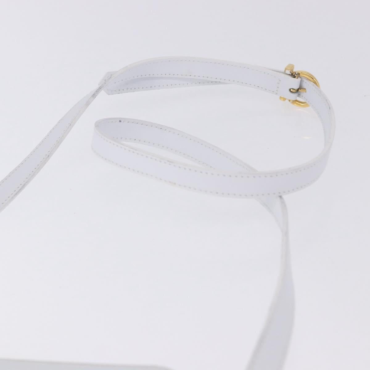 Salvatore Ferragamo Gancini Hand Bag Leather 2way White Gold Auth 196350