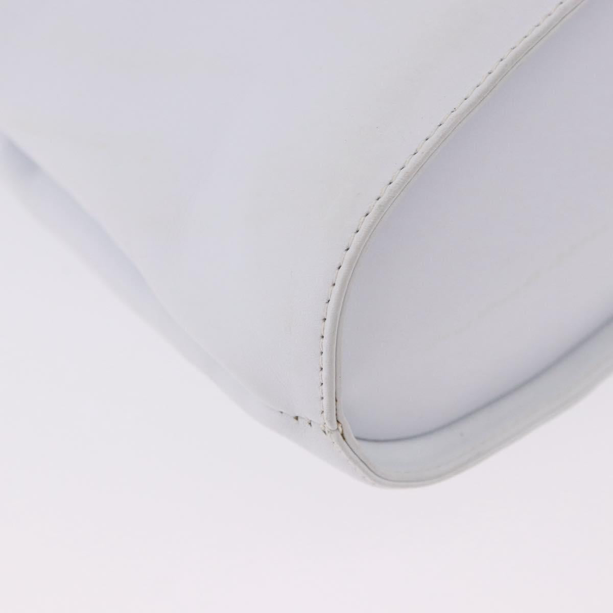 Salvatore Ferragamo Gancini Hand Bag Leather 2way White Gold Auth 196350