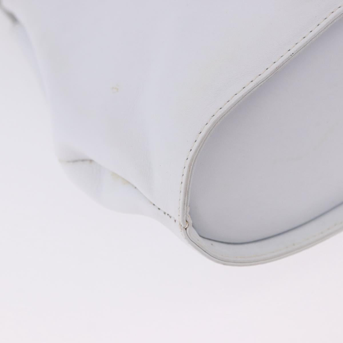 Salvatore Ferragamo Gancini Hand Bag Leather 2way White Gold Auth 196350