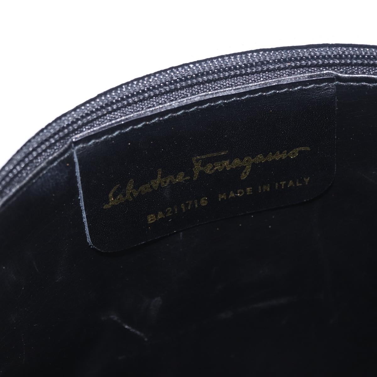 Salvatore Ferragamo Gancini Hand Bag Leather 2way White Gold Auth 196350