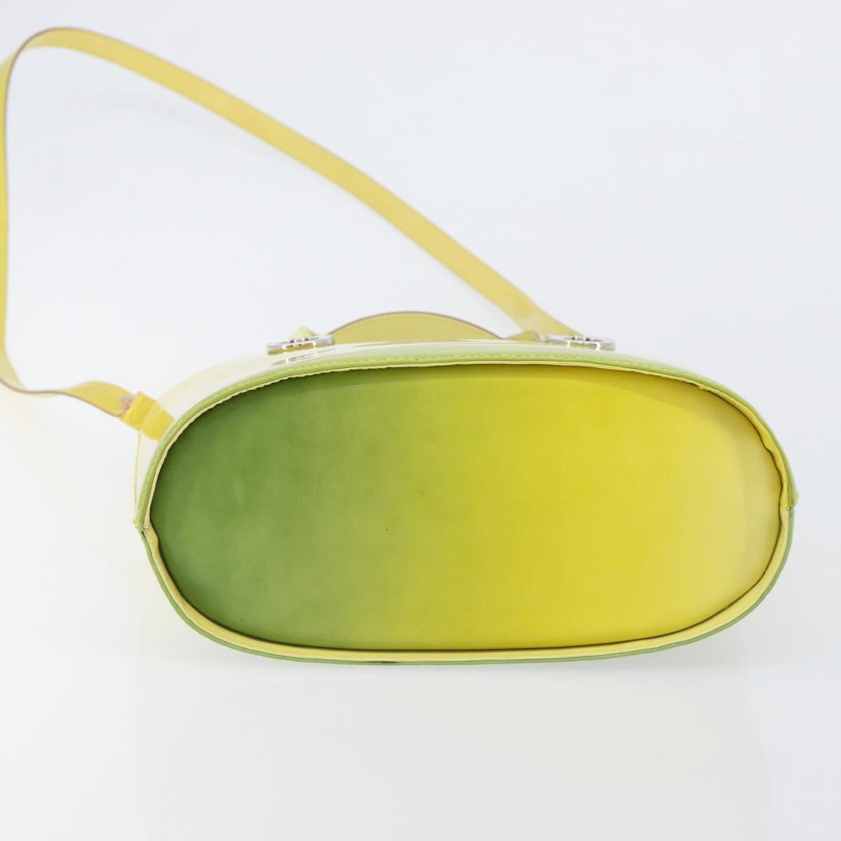Salvatore Ferragamo Gancini Hand Bag Leather 2way Yellow Silver Auth 196351