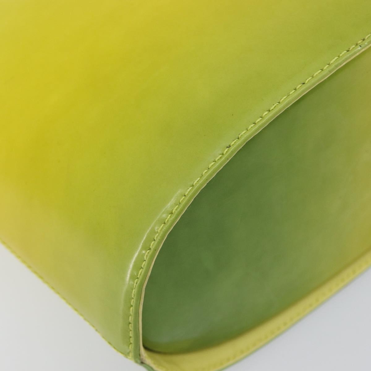 Salvatore Ferragamo Gancini Hand Bag Leather 2way Yellow Silver Auth 196351