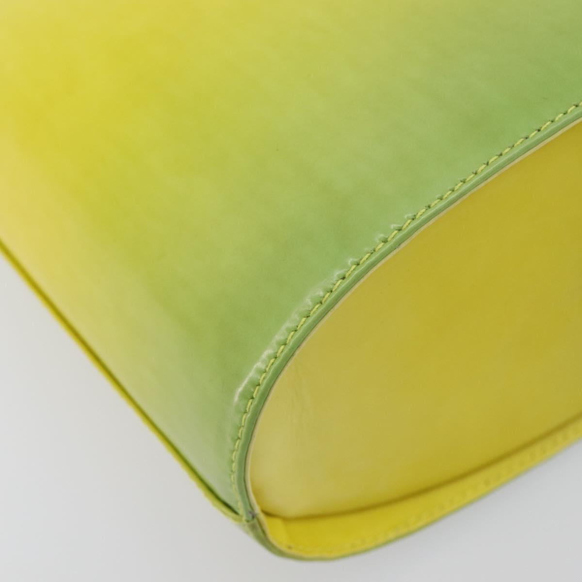 Salvatore Ferragamo Gancini Hand Bag Leather 2way Yellow Silver Auth 196351