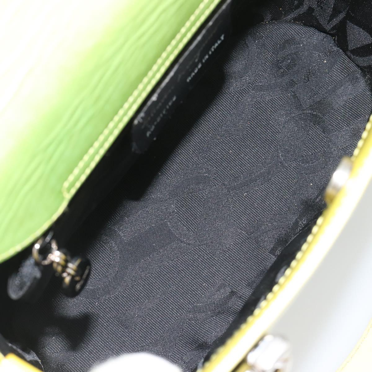 Salvatore Ferragamo Gancini Hand Bag Leather 2way Yellow Silver Auth 196351