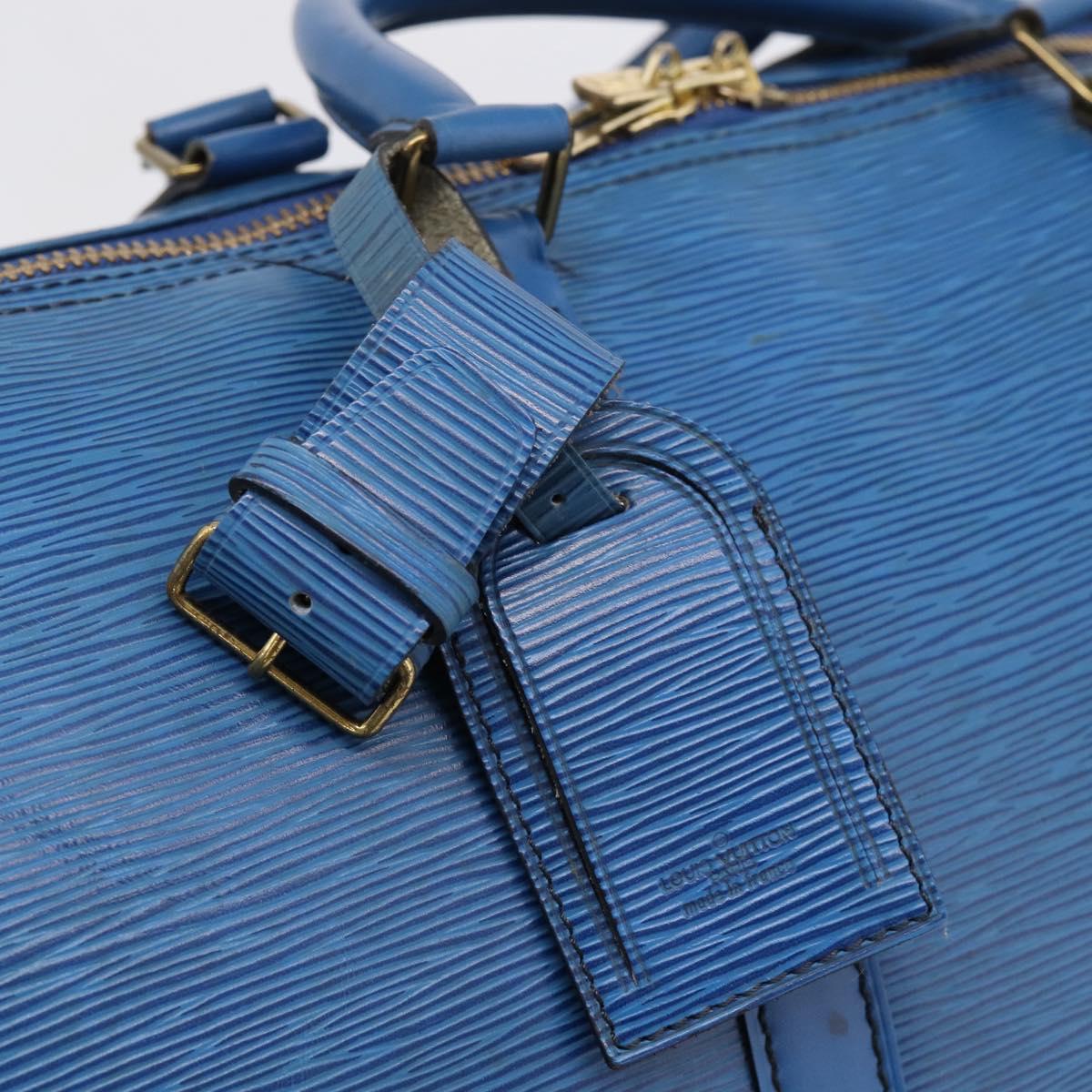 LOUIS VUITTON Epi Keepall 60 Boston Bag Blue M42945 LV Auth 196353A