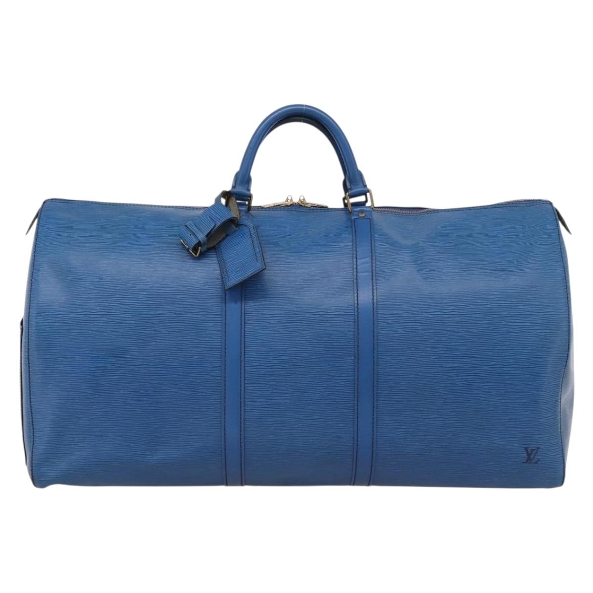 LOUIS VUITTON Epi Keepall 60 Boston Bag Blue M42945 LV Auth 196353A