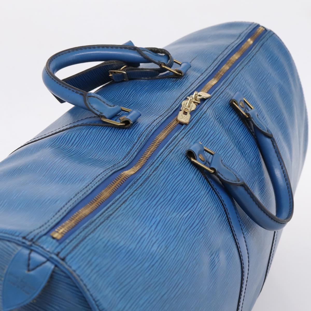 LOUIS VUITTON Epi Keepall 60 Boston Bag Blue M42945 LV Auth 196353A