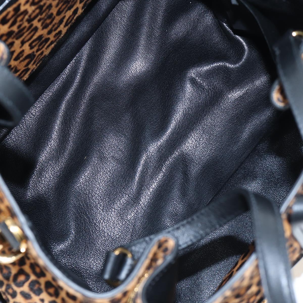 Miu Miu Tote Bag Harako Leather 2way Brown Gold Auth 196354M