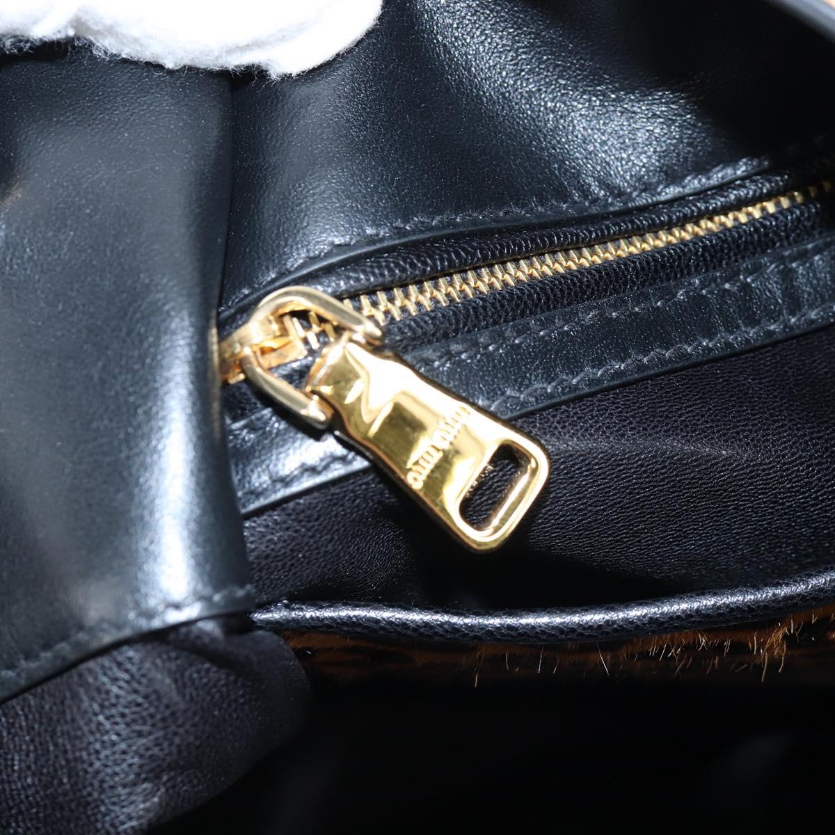 Miu Miu Tote Bag Harako Leather 2way Brown Gold Auth 196354M