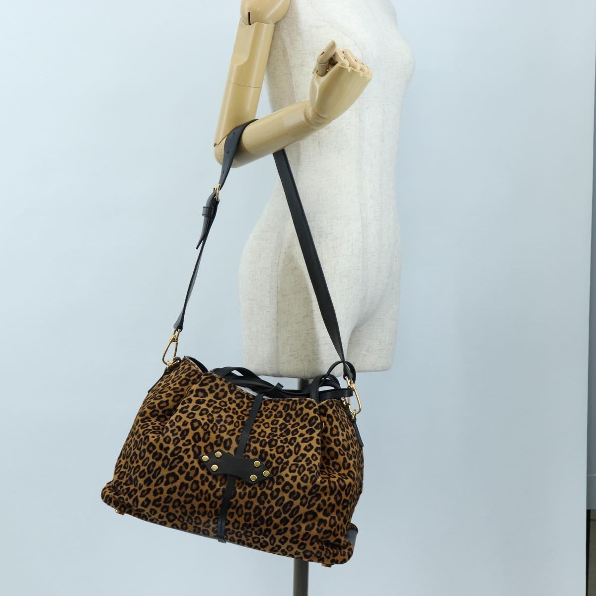 Miu Miu Tote Bag Harako Leather 2way Brown Gold Auth 196354M