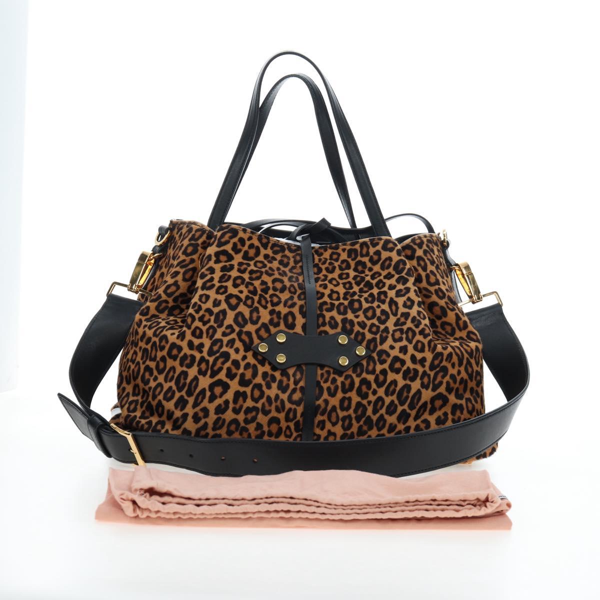 Miu Miu Tote Bag Harako Leather 2way Brown Gold Auth 196354M
