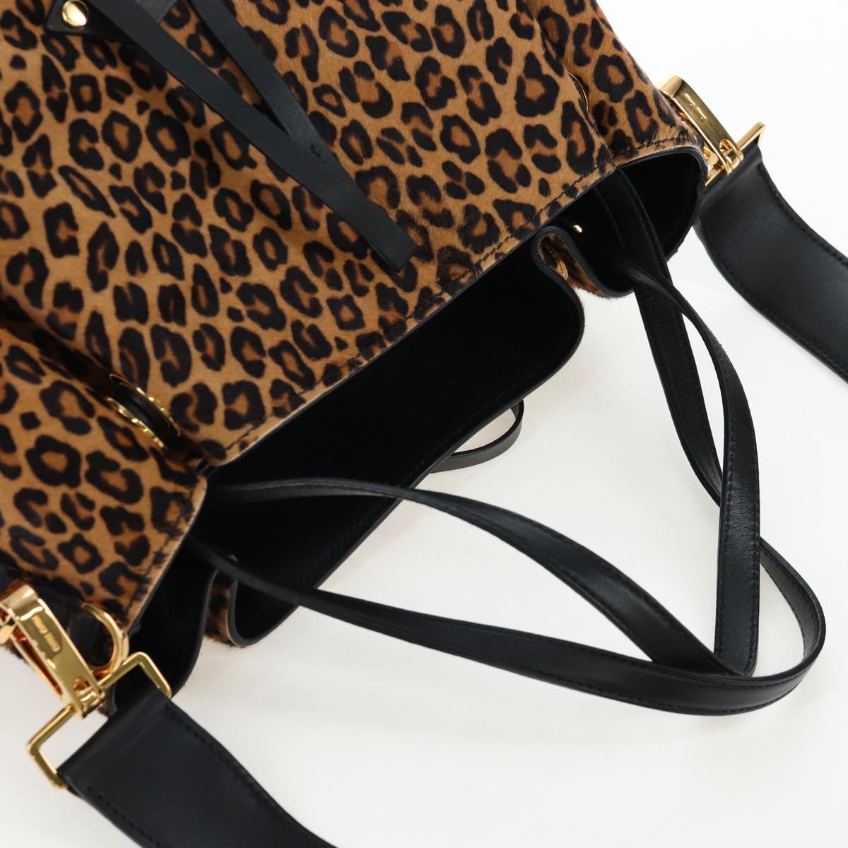 Miu Miu Tote Bag Harako Leather 2way Brown Gold Auth 196354M