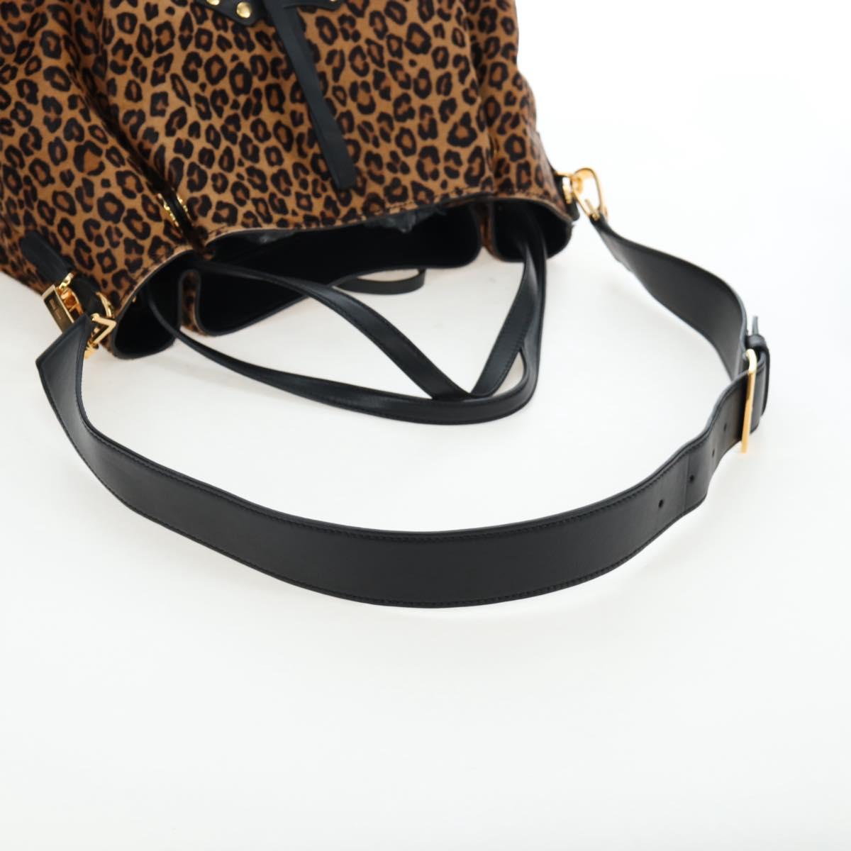 Miu Miu Tote Bag Harako Leather 2way Brown Gold Auth 196354M