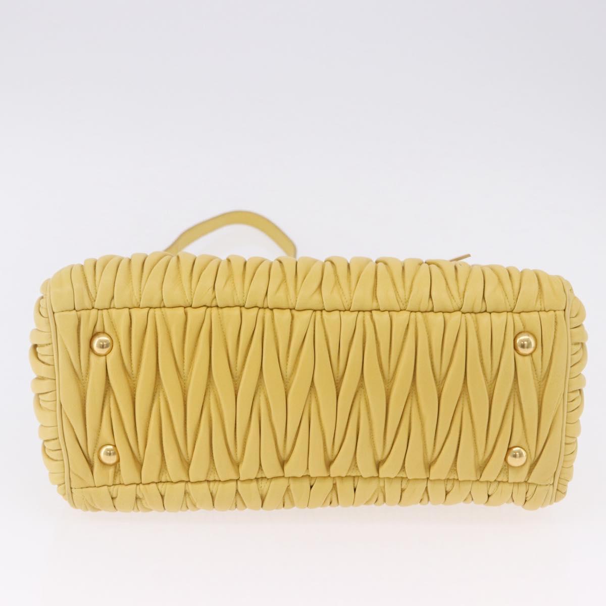 Miu Miu Matelasse Hand Bag Lamb Skin 2way Yellow Gold Auth 196355M