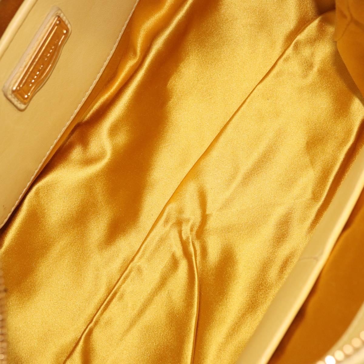 Miu Miu Matelasse Hand Bag Lamb Skin 2way Yellow Gold Auth 196355M