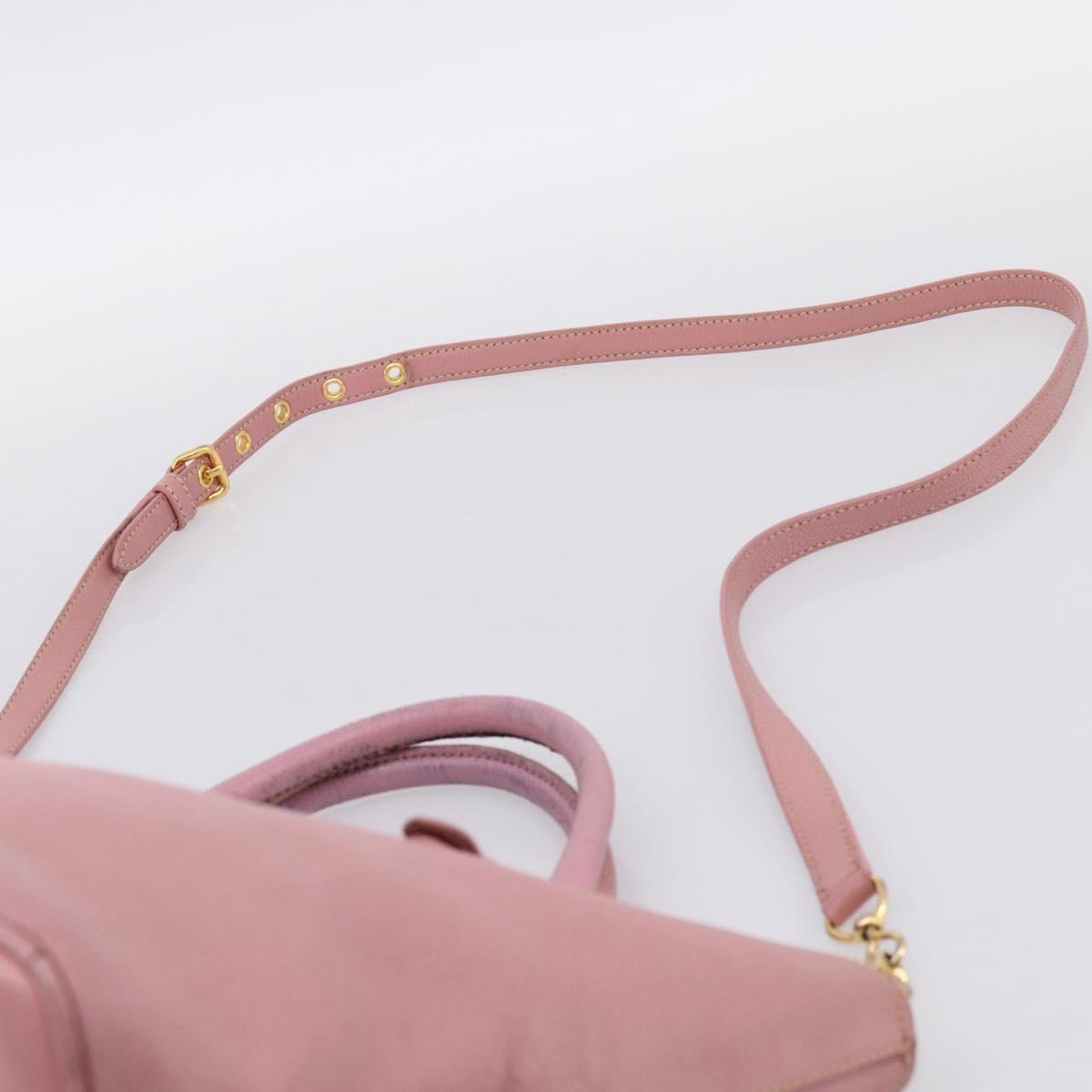 Miu Miu Hand Bag Leather 2way Pink Gold Auth 196356