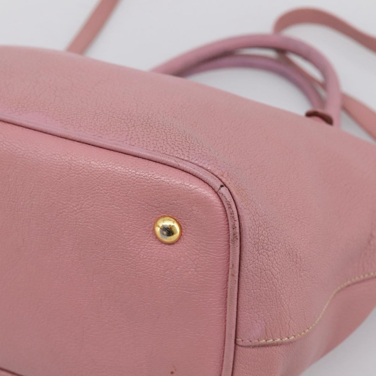 Miu Miu Hand Bag Leather 2way Pink Gold Auth 196356