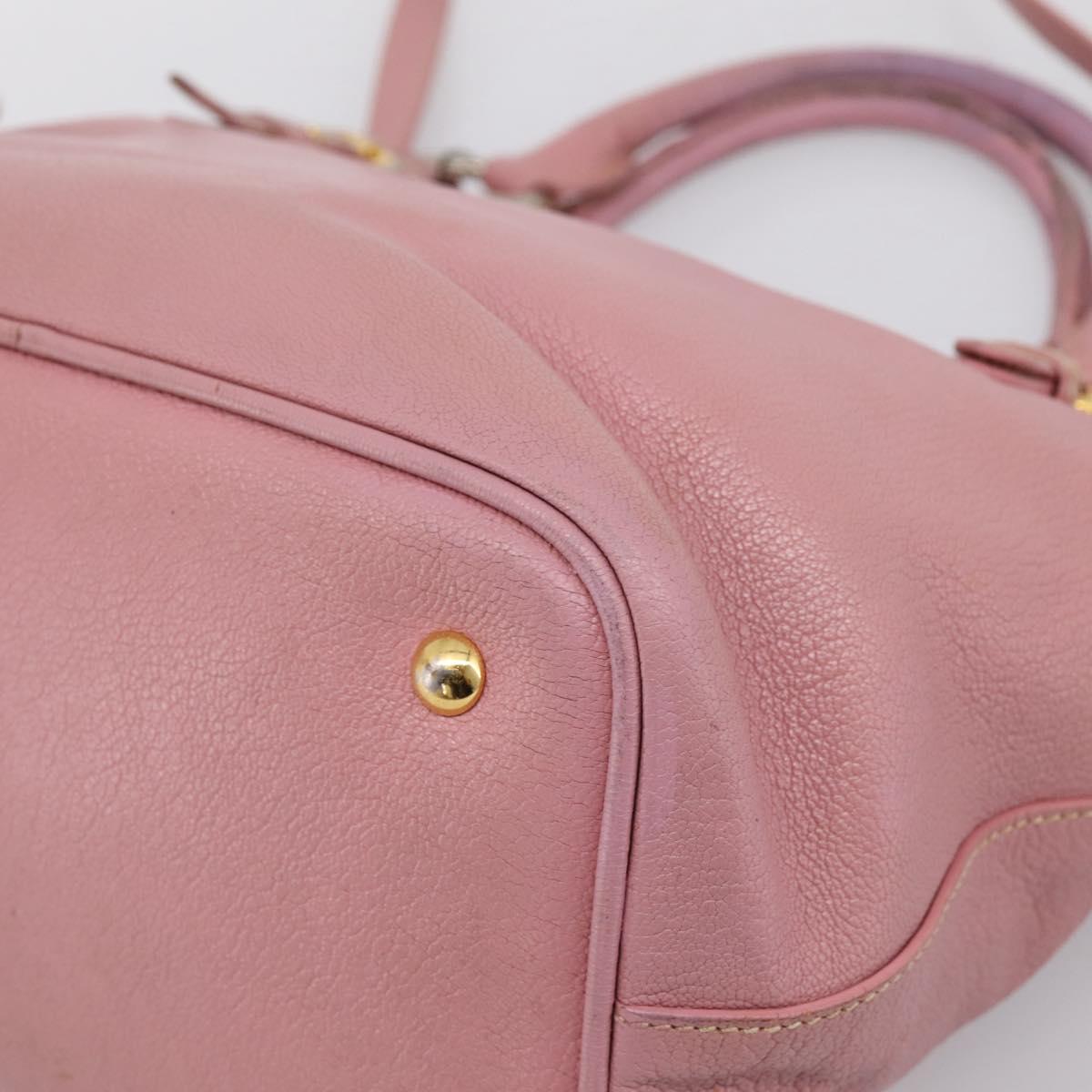 Miu Miu Hand Bag Leather 2way Pink Gold Auth 196356