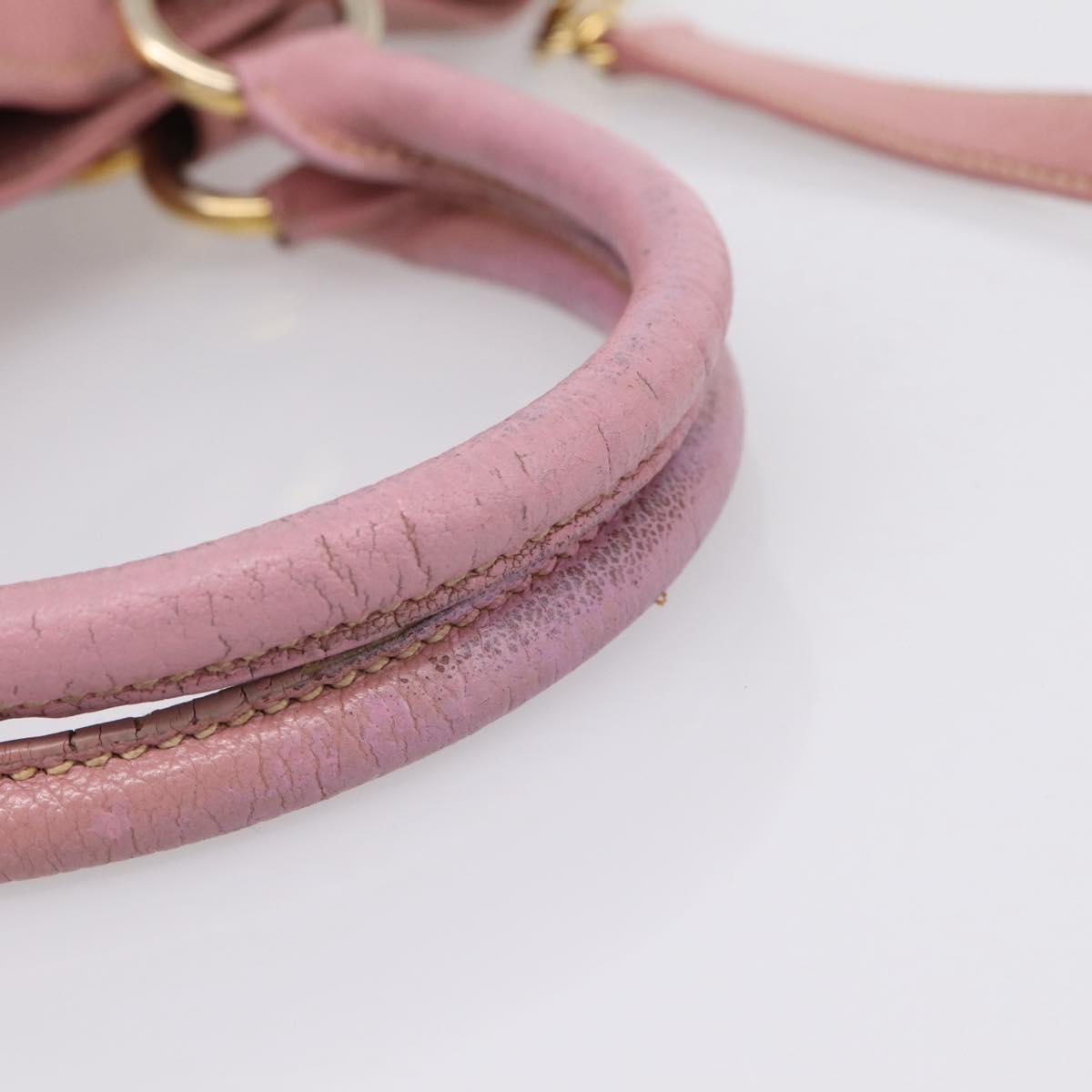 Miu Miu Hand Bag Leather 2way Pink Gold Auth 196356